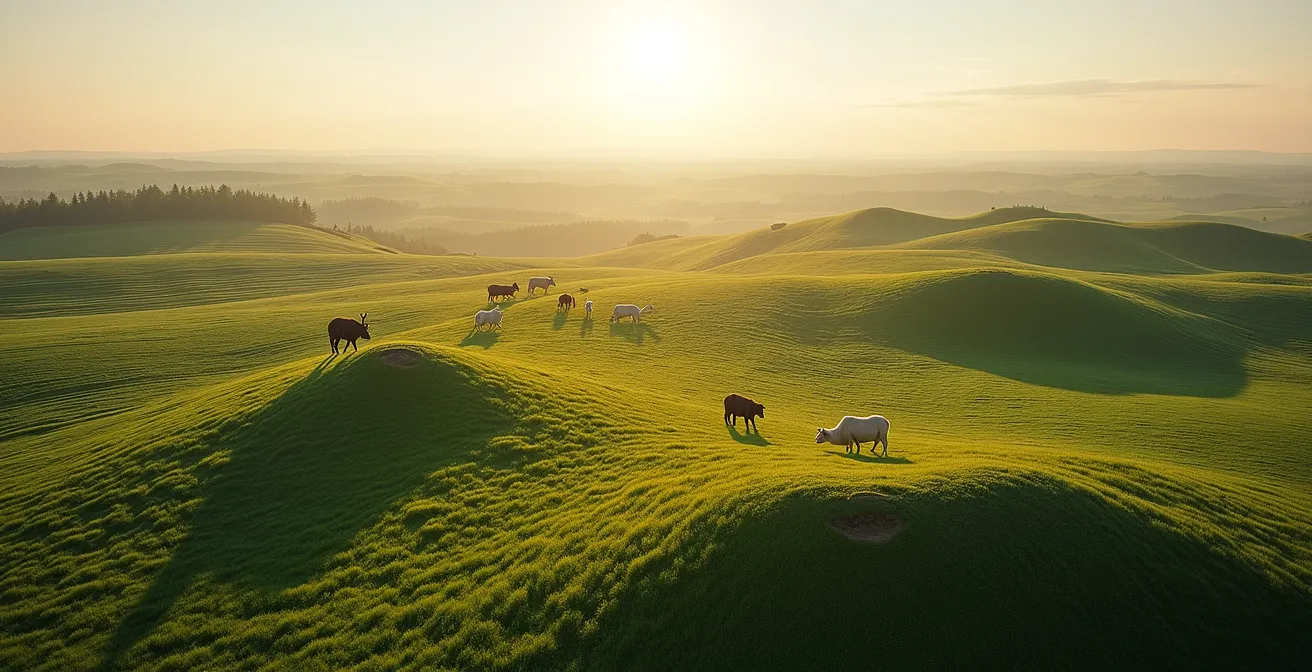 Carte illustrée du Québec montrant différents types d'animaux de ferme dans chaque région