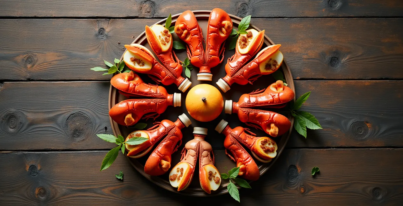 Composition visuelle montrant différents types de festivals avec produits saisonniers québécois comme le sirop d'érable, le homard et les pommes.