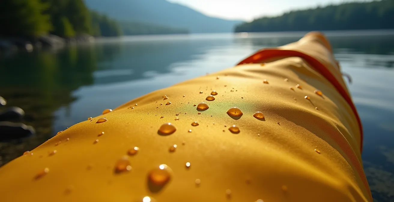 Aventurier avec packraft ultraléger explorant un lac isolé entouré de forêt boréale