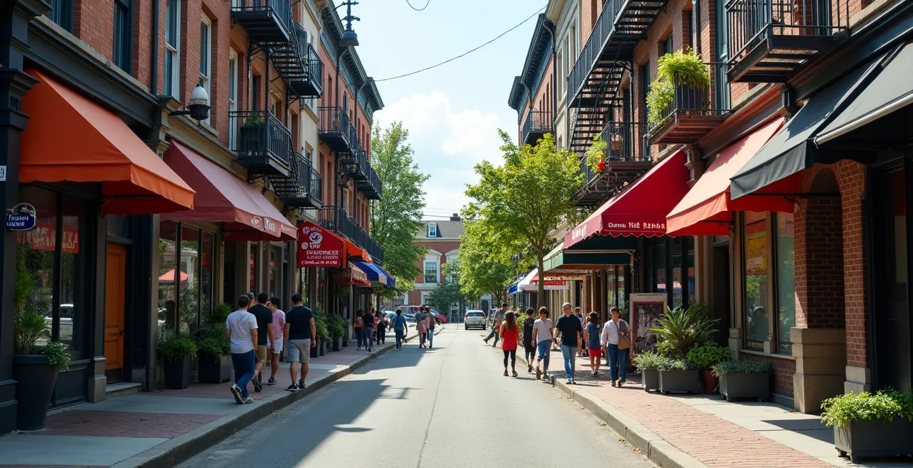 Scène de vie quotidienne dans un quartier multiculturel montréalais