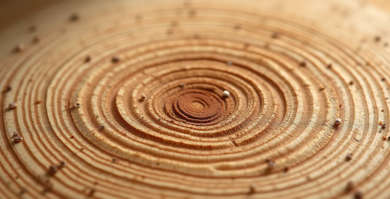 Vue macro d'une surface de bois d'érable québécois avec des textures naturelles symbolisant la croissance et le partage